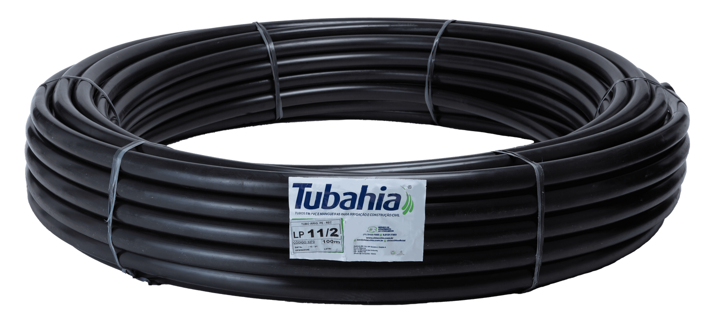 Tubo PE Reciclado LP 1.1/2" × 100m Tubahia — Mangueira Linha Principal