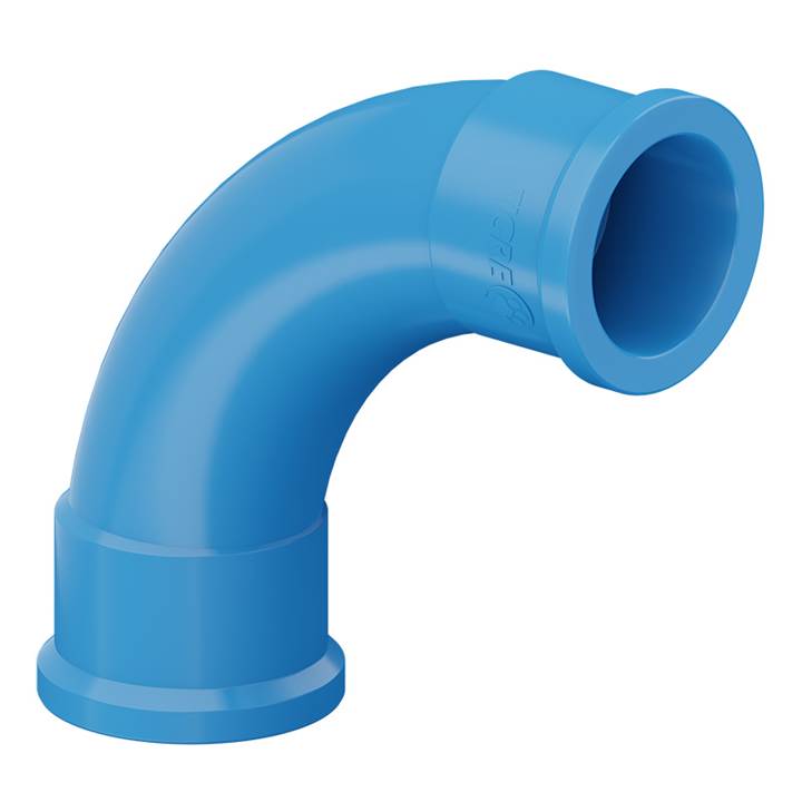 Curva 90° Soldável BB 20mm PVC Azul Viqua — Irrigação de Linhas Laterais