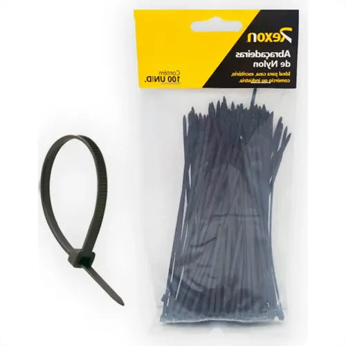 Abraçadeira Nylon Preta UV 400×4,8mm — Pct 100 un.