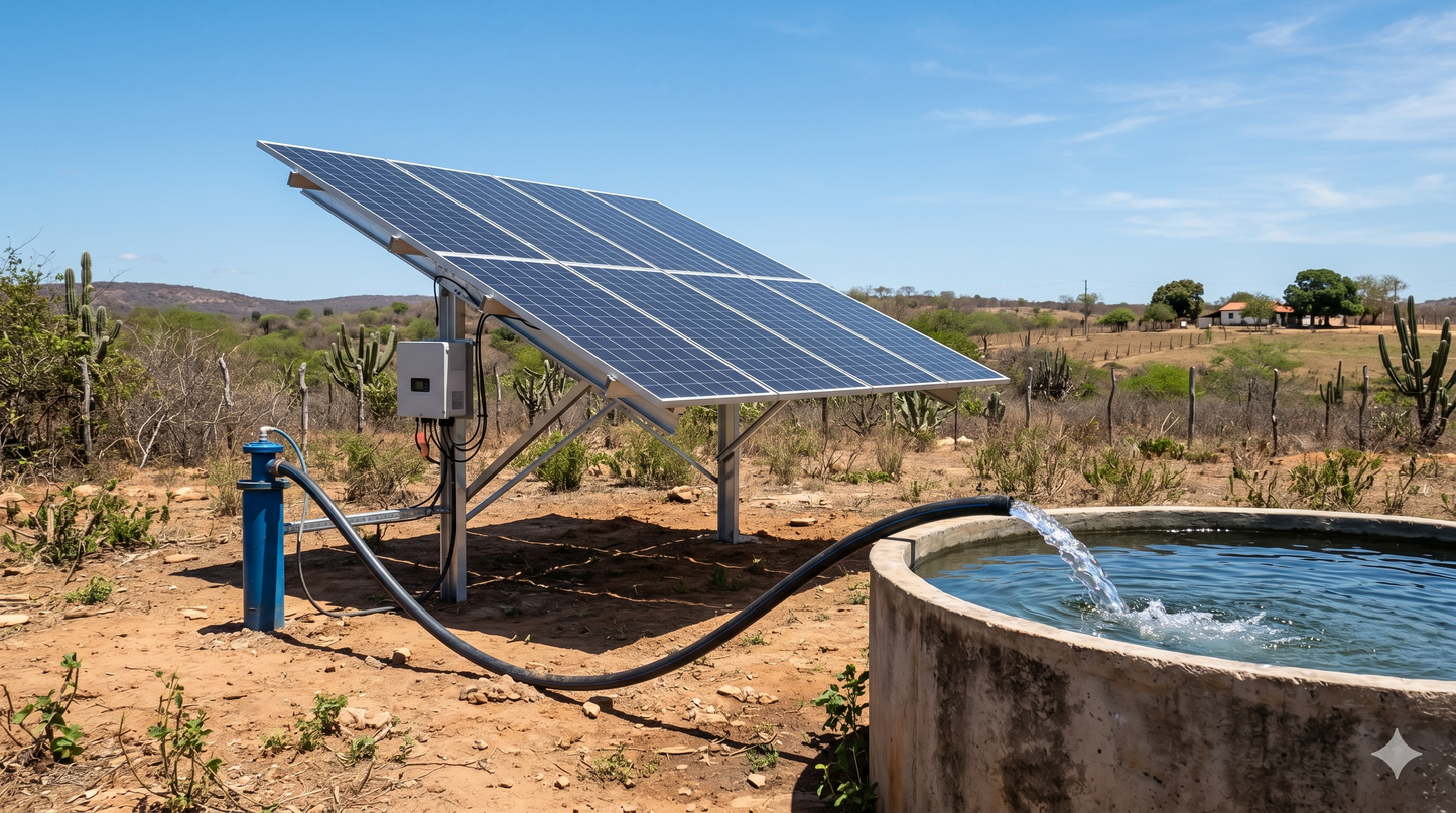 Dimensionamento de Bombeamento Solar — GRÁTIS | Bomba + Placas + Driver