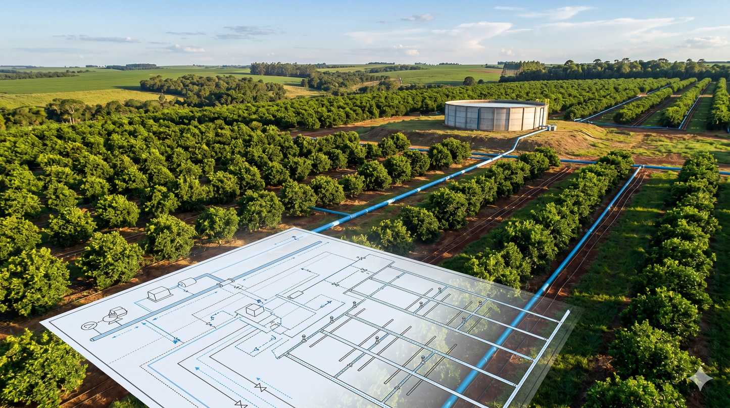 Projeto de Irrigação Personalizado — R$500/Hectare | Aspersão, Gotejamento e Microaspersão