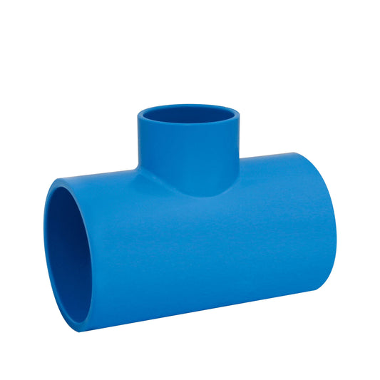 Tê Redução Soldável 100×50mm PVC Azul Viqua — Irrigação